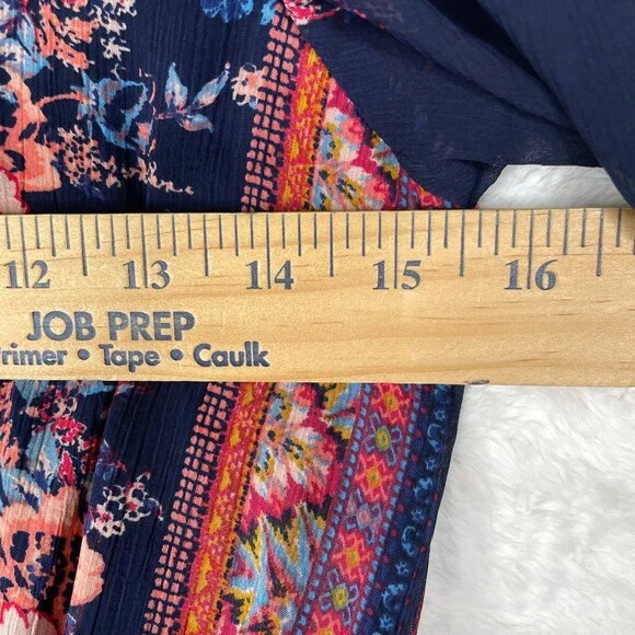 Xhilaration Floral Maxi Dress Womens XS Blue Boho CottageCore Long Sleeves - Picture 10 of 15